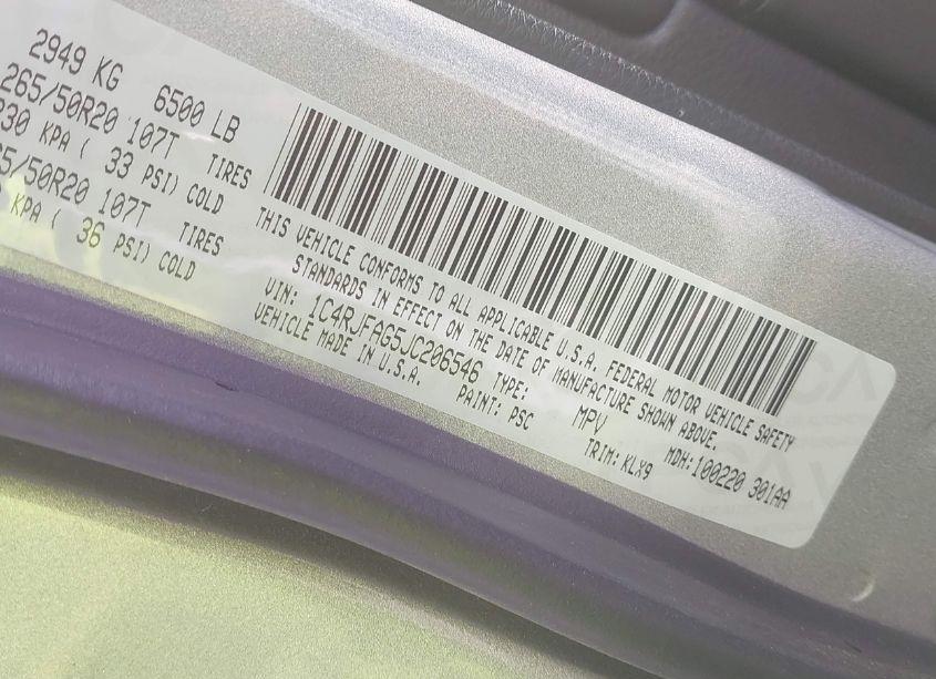 Photo 9 of 2018 Jeep Grand CHEROKEE ALTITUDE 4X4 (VIN 1C4RJFAG5JC206546)