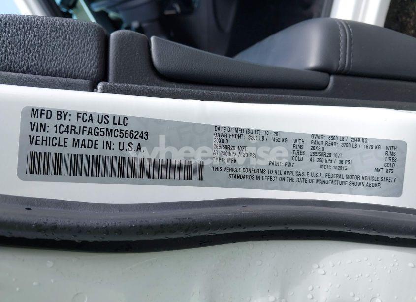 Photo 9 of 2021 Jeep Grand CHEROKEE LAREDO X 4X4 (VIN 1C4RJFAG5MC566243)