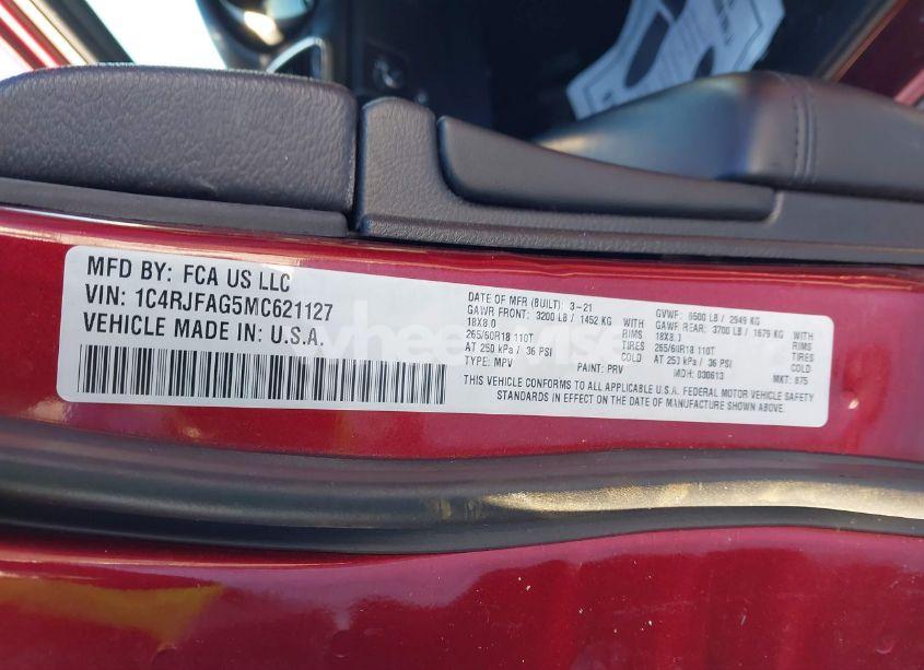 Photo 9 of 2021 Jeep Grand CHEROKEE LAREDO E 4X4 (VIN 1C4RJFAG5MC621127)