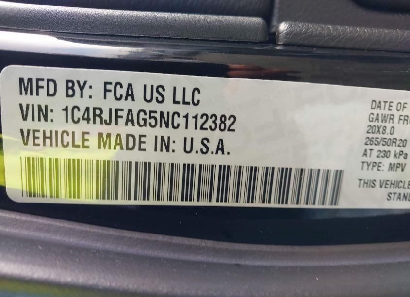 Photo 9 of 2022 Jeep Grand CHEROKEE WK LAREDO X 4X4 (VIN 1C4RJFAG5NC112382)