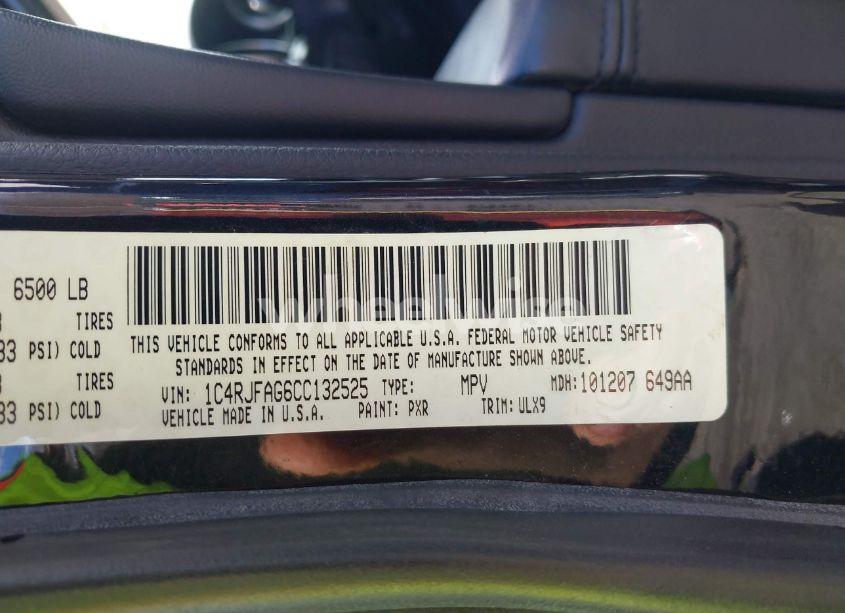 Photo 9 of 2012 Jeep Grand CHEROKEE LAREDO (VIN 1C4RJFAG6CC132525)