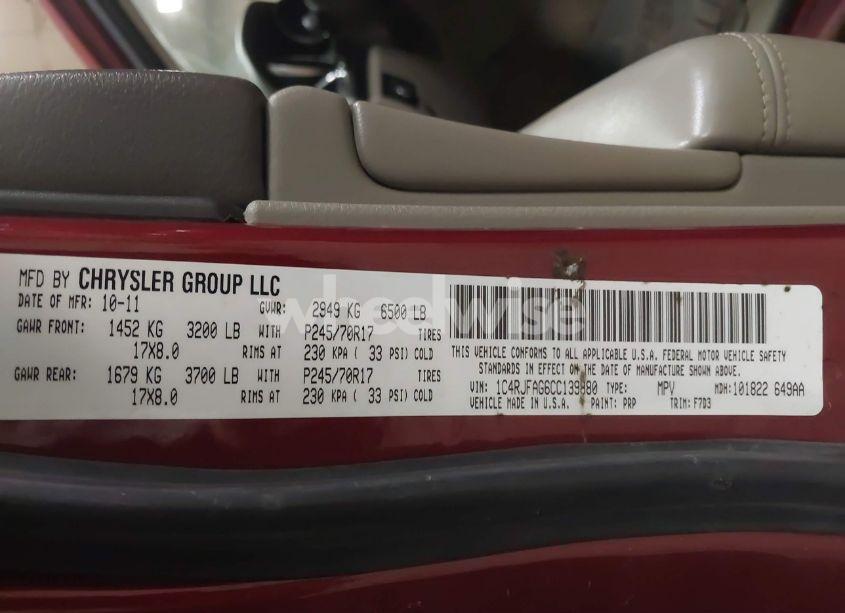 Photo 9 of 2012 Jeep Grand CHEROKEE LAREDO (VIN 1C4RJFAG6CC139880)