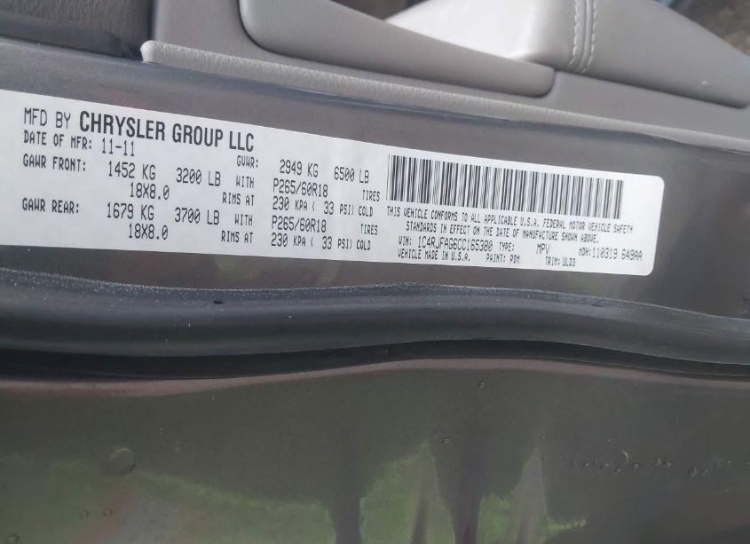 Photo 9 of 2012 Jeep Grand CHEROKEE LAREDO (VIN 1C4RJFAG6CC165380)