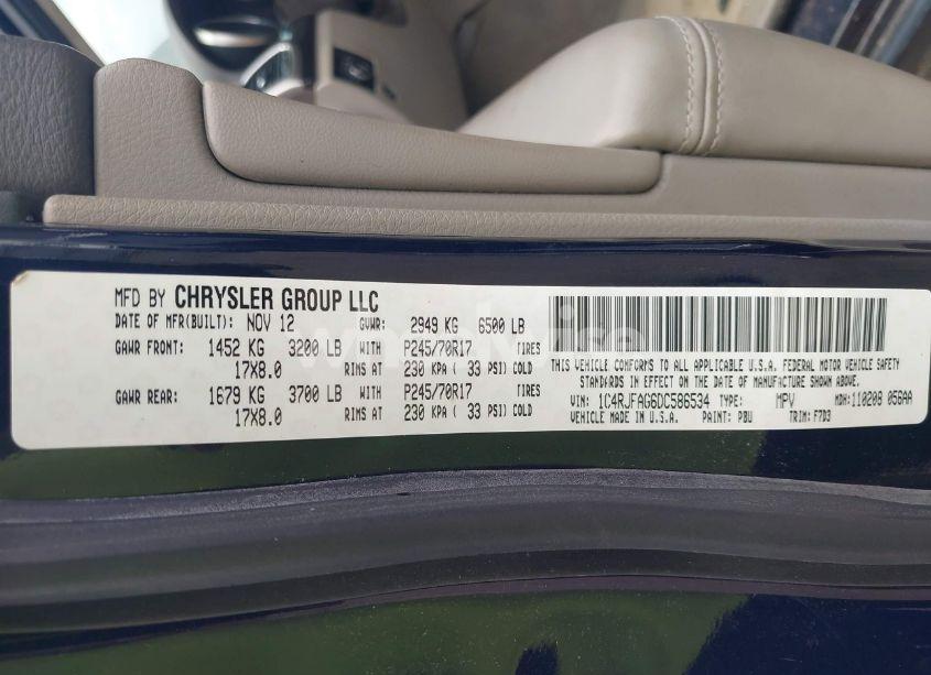 Photo 9 of 2012 Jeep Grand CHEROKEE LAREDO (VIN 1C4RJFAG6CC586534)