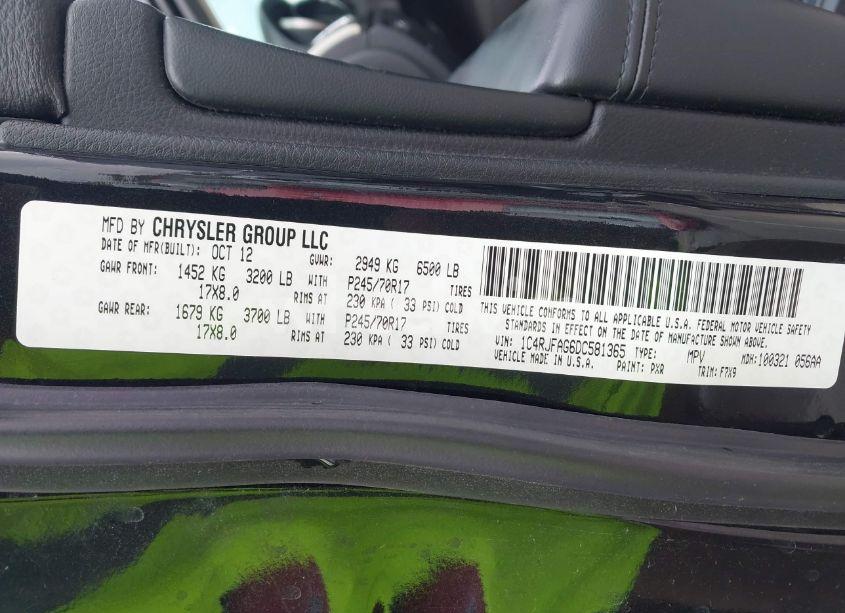 Photo 9 of 2013 Jeep Grand CHEROKEE LAREDO (VIN 1C4RJFAG6DC581365)