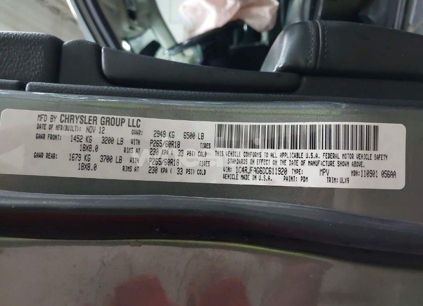 Photo 9 of 2013 Jeep Grand CHEROKEE LAREDO (VIN 1C4RJFAG6DC611920)