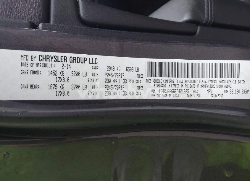 Photo 9 of 2014 Jeep Grand CHEROKEE LAREDO (VIN 1C4RJFAG6EC421665)
