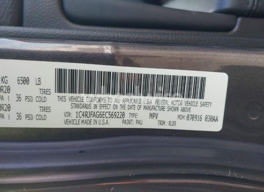 Photo 9 of 2014 Jeep Grand CHEROKEE ALTITUDE (VIN 1C4RJFAG6EC569220)