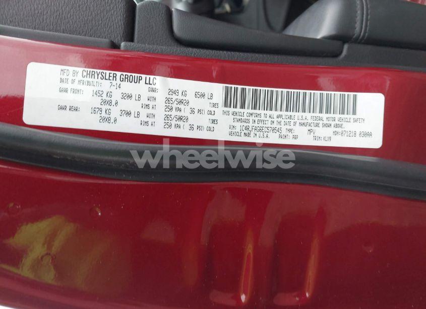 Photo 9 of 2014 Jeep Grand CHEROKEE ALTITUDE (VIN 1C4RJFAG6EC570545)