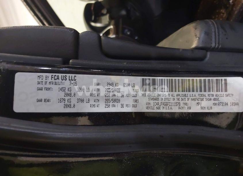 Photo 9 of 2015 Jeep Grand CHEROKEE ALTITUDE (VIN 1C4RJFAG6FC111579)