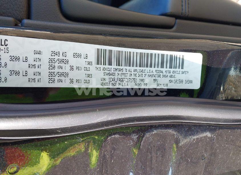 Photo 9 of 2015 Jeep Grand CHEROKEE ALTITUDE (VIN 1C4RJFAG6FC171751)