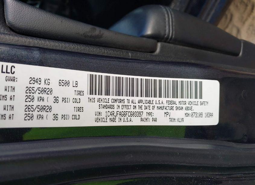 Photo 9 of 2015 Jeep Grand CHEROKEE ALTITUDE (VIN 1C4RJFAG6FC603397)