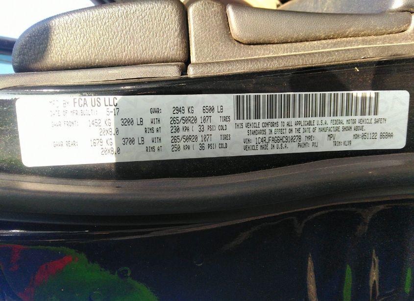 Photo 9 of 2017 Jeep Grand CHEROKEE ALTITUDE 4X4 (VIN 1C4RJFAG6HC910278)