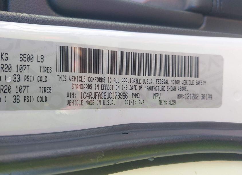 Photo 9 of 2018 Jeep Grand CHEROKEE ALTITUDE 4X4 (VIN 1C4RJFAG6JC178966)