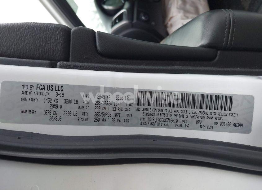 Photo 9 of 2019 Jeep Grand CHEROKEE ALTITUDE 4X4 (VIN 1C4RJFAG6KC710010)