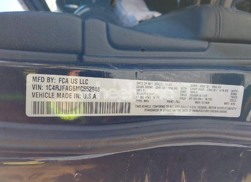 Photo 9 of 2021 Jeep Grand CHEROKEE LAREDO E 4X4 (VIN 1C4RJFAG6MC552948)