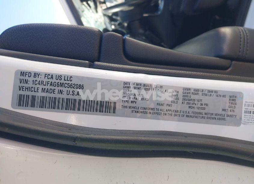 Photo 9 of 2021 Jeep Grand CHEROKEE LAREDO X 4X4 (VIN 1C4RJFAG6MC562086)