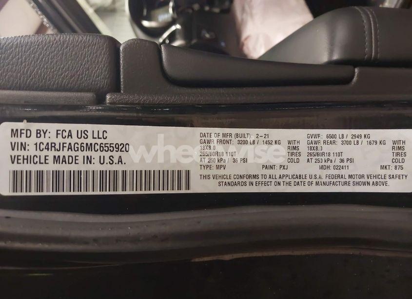 Photo 9 of 2021 Jeep Grand CHEROKEE LAREDO E 4X4 (VIN 1C4RJFAG6MC655920)