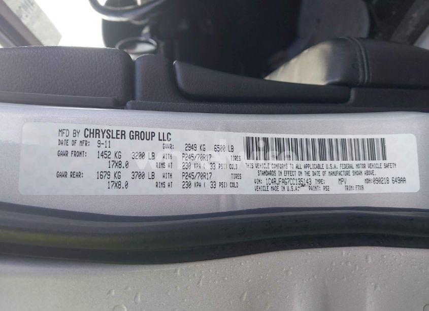 Photo 9 of 2012 Jeep Grand CHEROKEE LAREDO (VIN 1C4RJFAG7CC135143)