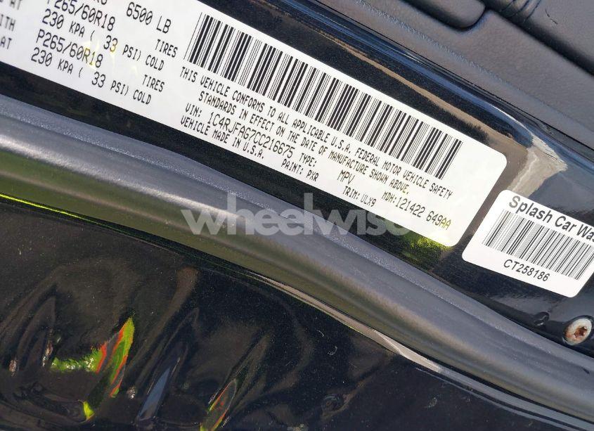 Photo 9 of 2012 Jeep Grand CHEROKEE LAREDO (VIN 1C4RJFAG7CC216675)