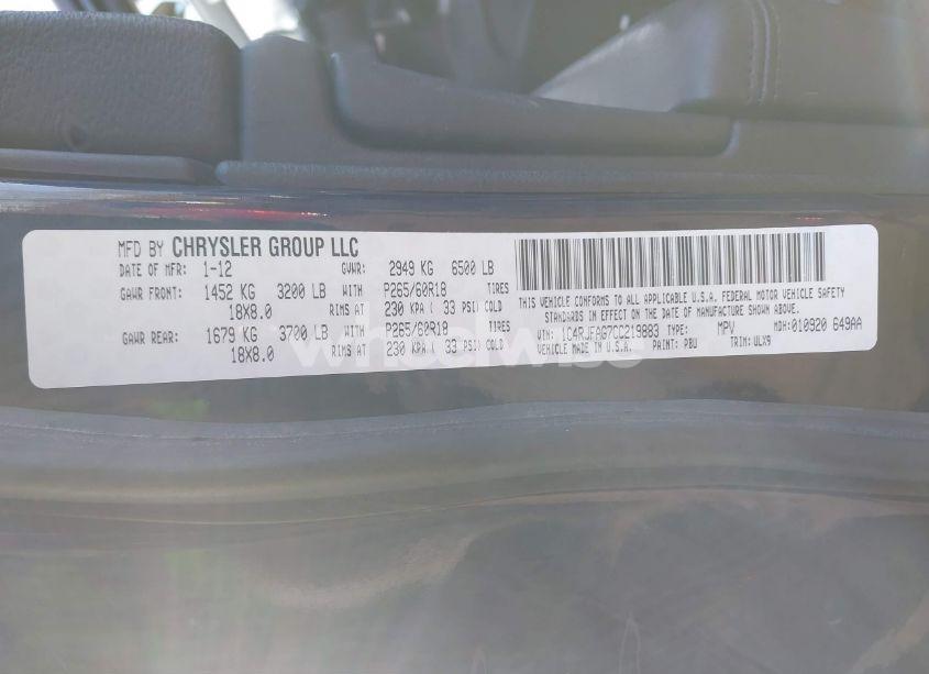 Photo 9 of 2012 Jeep Grand CHEROKEE LAREDO (VIN 1C4RJFAG7CC219883)