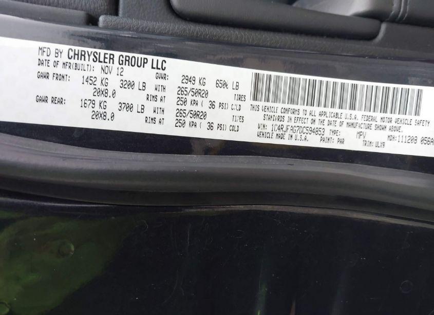 Photo 9 of 2013 Jeep Grand CHEROKEE LAREDO (VIN 1C4RJFAG7DC594853)