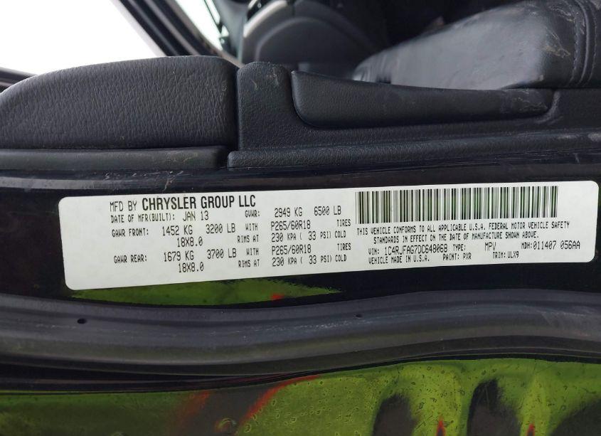 Photo 9 of 2013 Jeep Grand CHEROKEE LAREDO (VIN 1C4RJFAG7DC648068)