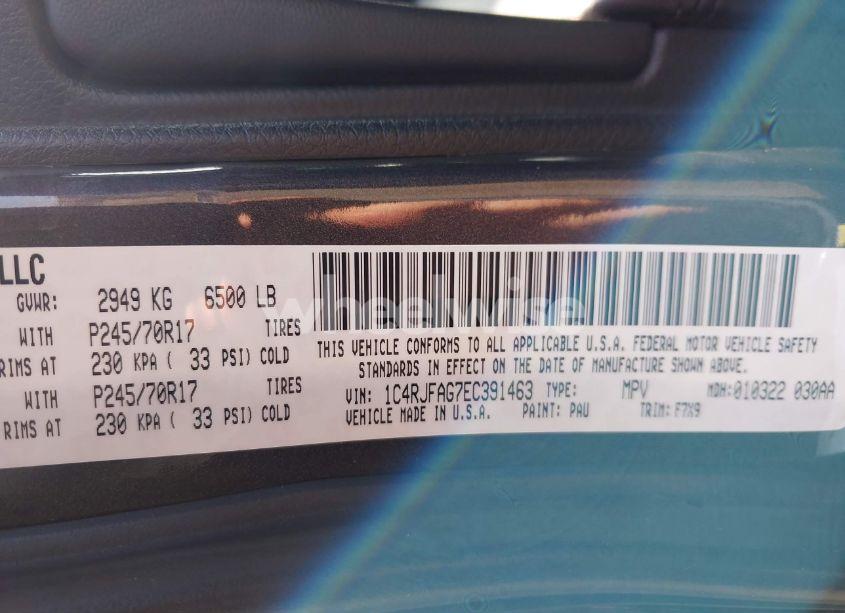 Photo 9 of 2014 Jeep Grand CHEROKEE LAREDO (VIN 1C4RJFAG7EC391463)