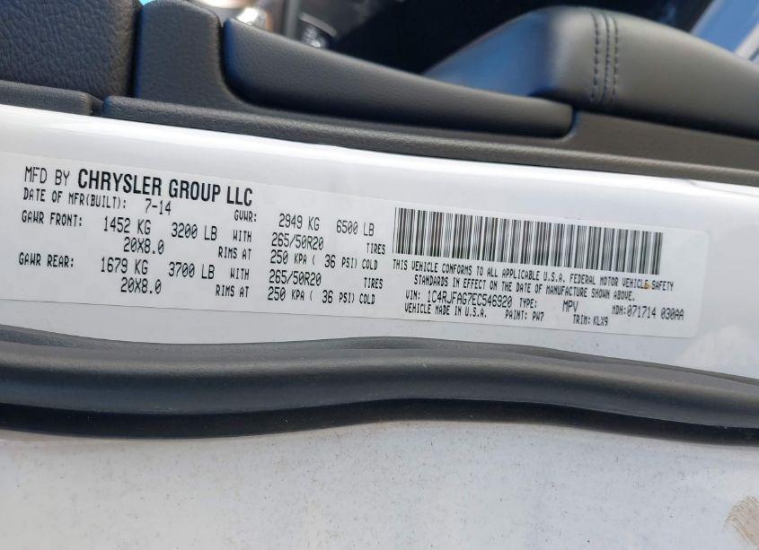 Photo 9 of 2014 Jeep Grand CHEROKEE ALTITUDE (VIN 1C4RJFAG7EC546920)