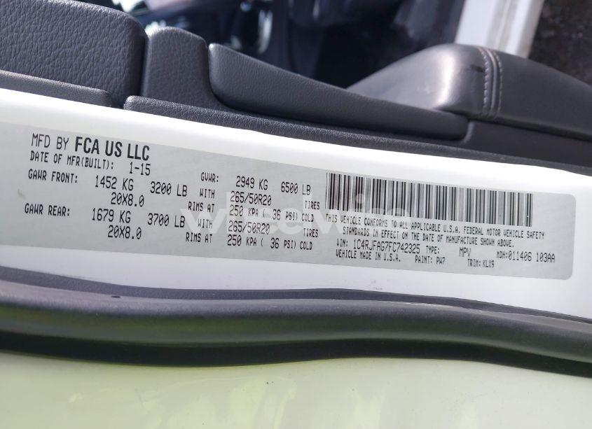 Photo 9 of 2015 Jeep Grand CHEROKEE ALTITUDE (VIN 1C4RJFAG7FC742325)