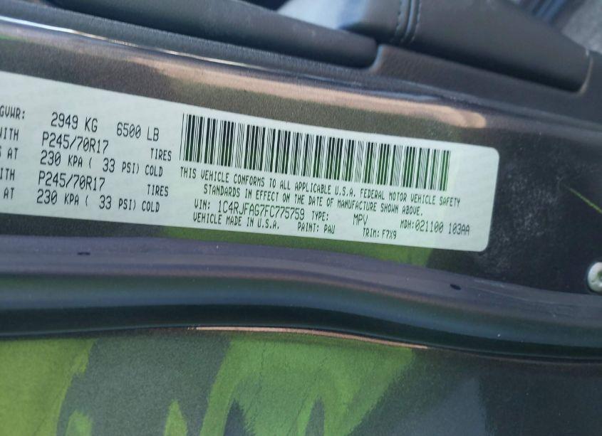 Photo 9 of 2015 Jeep Grand CHEROKEE LAREDO (VIN 1C4RJFAG7FC775759)