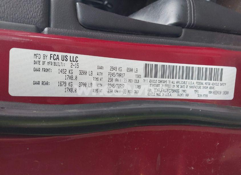 Photo 9 of 2015 Jeep Grand CHEROKEE LAREDO (VIN 1C4RJFAG7FC790486)