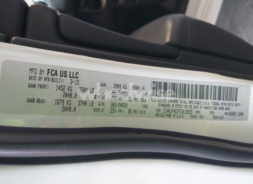 Photo 9 of 2015 Jeep Grand CHEROKEE ALTITUDE (VIN 1C4RJFAG7FC813555)