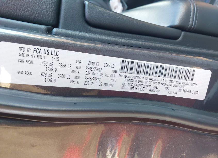 Photo 9 of 2015 Jeep Grand CHEROKEE LAREDO (VIN 1C4RJFAG7FC821946)