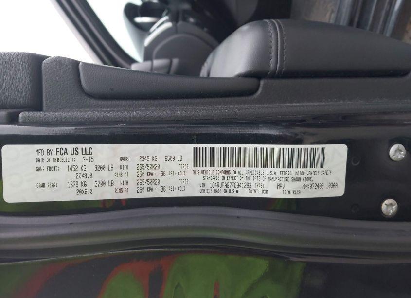 Photo 9 of 2015 Jeep Grand CHEROKEE ALTITUDE (VIN 1C4RJFAG7FC941293)