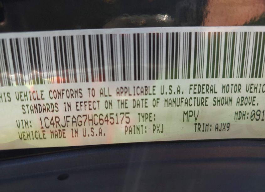 Photo 9 of 2017 Jeep Grand CHEROKEE 75TH ANNIVERSARY EDITION 4X4 (VIN 1C4RJFAG7HC645175)