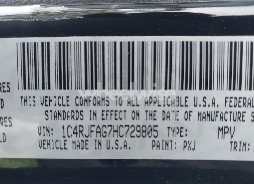 Photo 9 of 2017 Jeep Grand CHEROKEE LAREDO 4X4 (VIN 1C4RJFAG7HC729805)