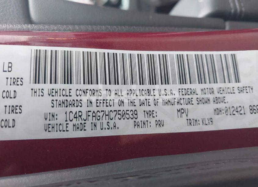 Photo 9 of 2017 Jeep Grand CHEROKEE ALTITUDE 4X4 (VIN 1C4RJFAG7HC750539)