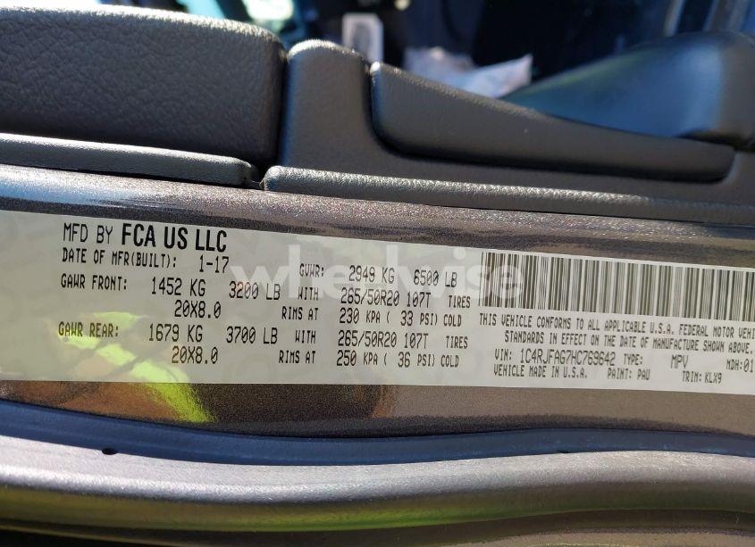 Photo 9 of 2017 Jeep Grand CHEROKEE ALTITUDE 4X4 (VIN 1C4RJFAG7HC769642)