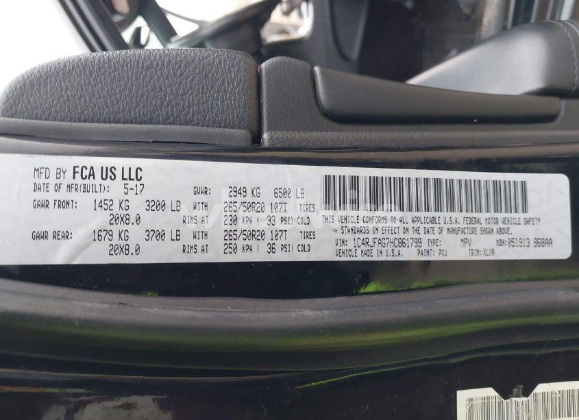 Photo 9 of 2017 Jeep Grand CHEROKEE ALTITUDE 4X4 (VIN 1C4RJFAG7HC861799)