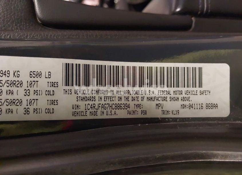 Photo 9 of 2017 Jeep Grand CHEROKEE ALTITUDE 4X4 (VIN 1C4RJFAG7HC886394)