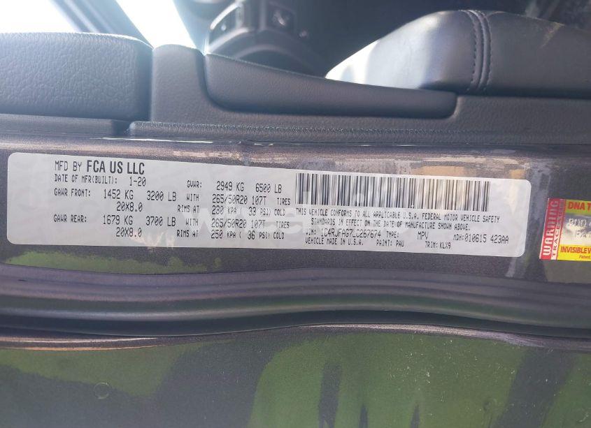 Photo 9 of 2020 Jeep Grand CHEROKEE ALTITUDE 4X4 (VIN 1C4RJFAG7LC267674)