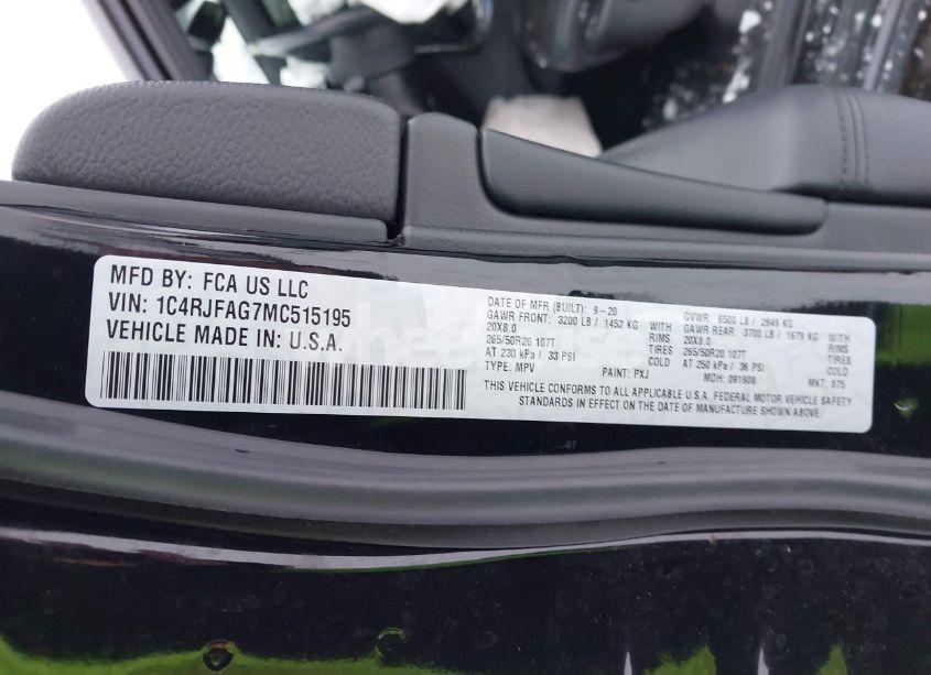 Photo 9 of 2021 Jeep Grand CHEROKEE LAREDO X 4X4 (VIN 1C4RJFAG7MC515195)