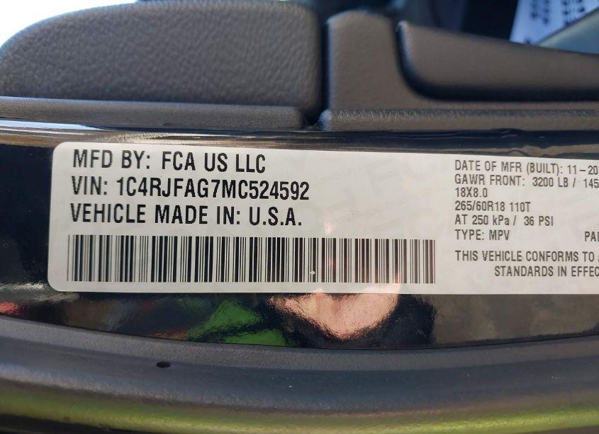 Photo 9 of 2021 Jeep Grand CHEROKEE LAREDO E 4X4 (VIN 1C4RJFAG7MC524592)