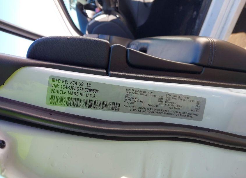 Photo 9 of 2021 Jeep Grand CHEROKEE LAREDO X 4X4 (VIN 1C4RJFAG7MC700508)