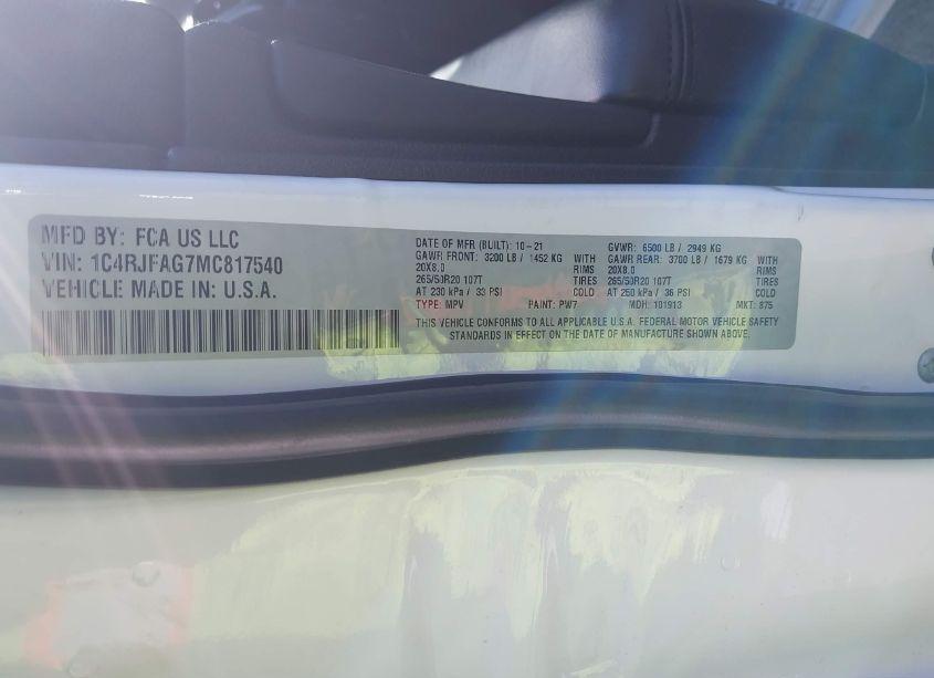 Photo 9 of 2021 Jeep Grand CHEROKEE LAREDO X 4X4 (VIN 1C4RJFAG7MC817540)