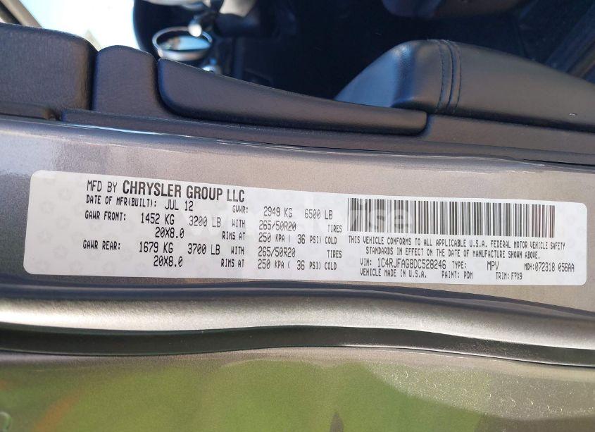 Photo 9 of 2013 Jeep Grand CHEROKEE LAREDO (VIN 1C4RJFAG8DC528246)