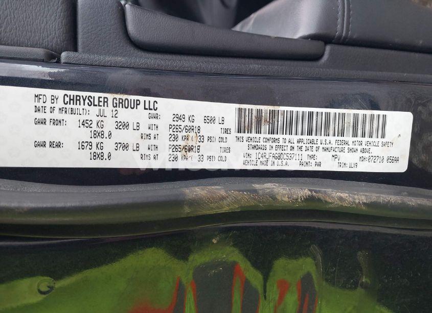 Photo 9 of 2013 Jeep Grand CHEROKEE LAREDO (VIN 1C4RJFAG8DC537111)
