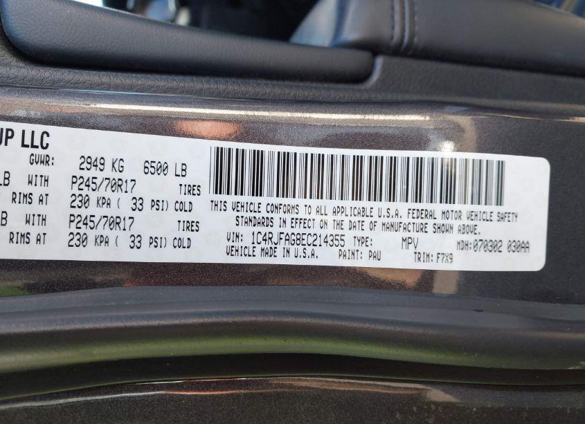 Photo 9 of 2014 Jeep Grand CHEROKEE LAREDO (VIN 1C4RJFAG8EC214355)