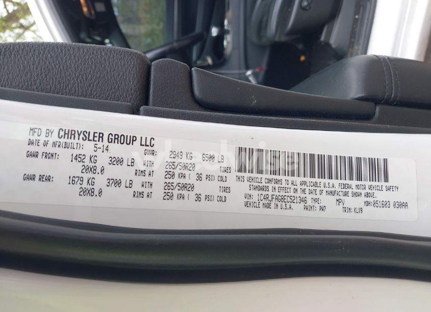 Photo 9 of 2014 Jeep Grand CHEROKEE ALTITUDE (VIN 1C4RJFAG8EC521346)